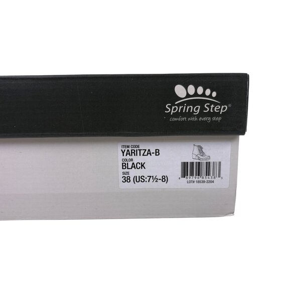 Spring Step Yaritza Pebbled Leather Bootie EU 38 - US 7.5-8 Lug Sole Black NEW - Picture 8 of 8